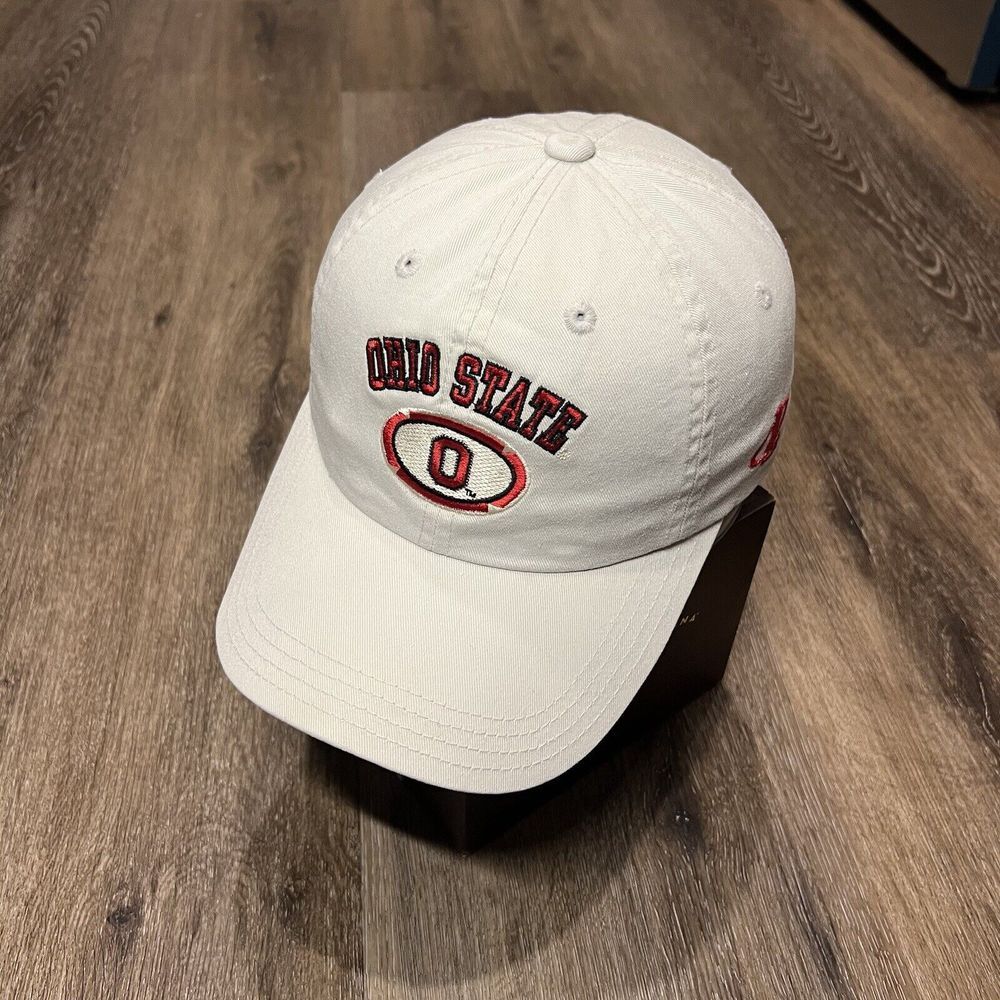 Vintage 90s Logo Athletic Ohio‎ State Buckeyes Hat Strapback Cap Dad White Red